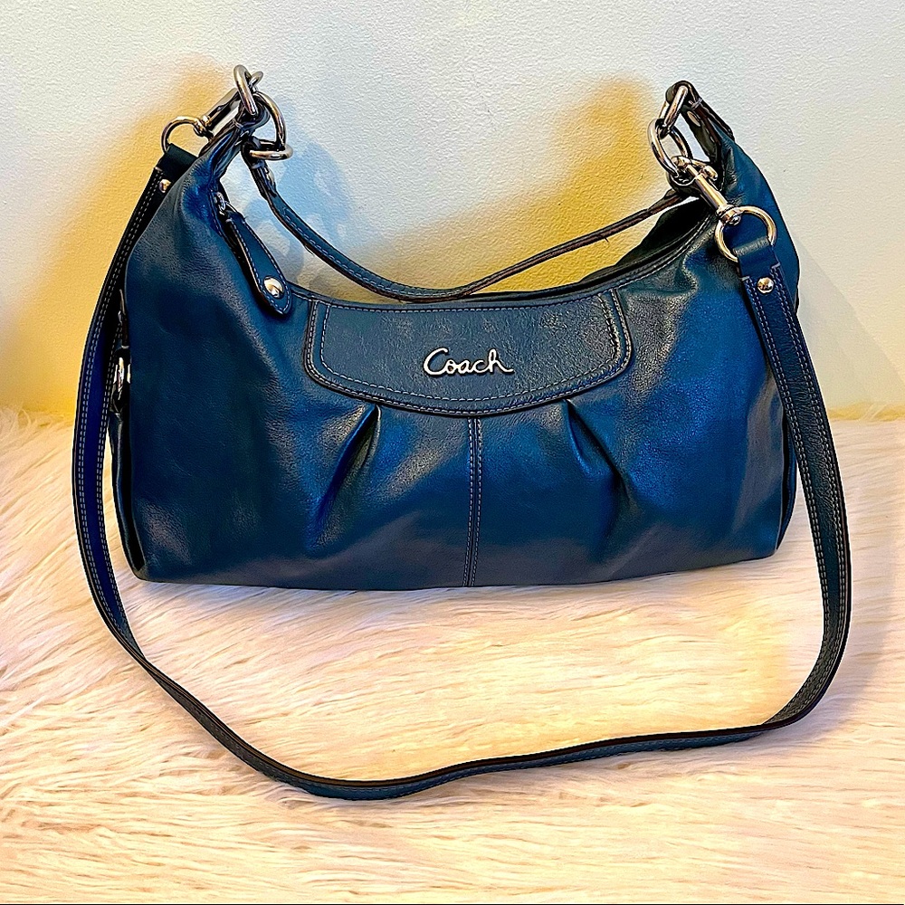 Coach Ashley Leather Colbalt Convertible Hobo Bag